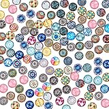 PandaHall 200 Stück Muggelsteine Glasnuggets Bunt Gemischte Farbe Runde Mosaik Kuppel Glas Cabochons Mosaiksteine Dekosteine Glassteine Flatback Taste DIY Edelsteine, 12x4 mm