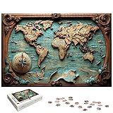 Puzzle 2000 Teile Weltkarte, Retro Puzzle 2000 Teile Erwachsene, Holzpuzzle Erwachsene mit Exquisiter Verpackungsbox, Klassische Puzzles für Die Ganze Familie, Holzpuzzle für Geschenke, Dekor, -4974
