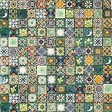 Verdicino - 120 mexikanische Fliesen 5 x 5 cm Talavera Badezimmer- und Küchenfliesen Dekoration für Badezimmer, Dusche, Treppen, Küchenrückwand, Zementfliesen, marokkanische Designs