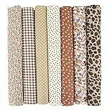 Baumwollstoff Stoffpakete,7 Stück 50 x 50cm Stoffe zum Nähen Patchwork DIY Stoffpaket DIY Baumwolltuch Meterware Stoffe Stoffreste Stoffpaket für Kleidung,Bettwäsche,Vorhänge,Tischdecken - Kaffee