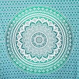 MOMOMUS Mandala Tuch Mehrzweck - Pareo/Strandtuch XXL, Dünn und Sandabweisend, Große Stranddecke Sandfrei Sanddurchlässig oder Picknickdecke XXL für Camping und Yoga - Türkis, 210x230cm