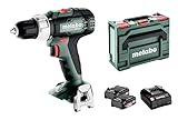 metabo Akku-Bohrschrauber BS 18 L - 18 V, 60 Nm Drehmoment, 13 mm Schnellspannbohrfutter, 2-Gang-Getriebe - LED-Licht, Bitdepot, Gürtelhaken, kompakt, kraftvoll - Inkl. 2 Akkus, Ladegerät, metaBOX