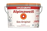 Alpinaweiß Das Original – optimal deckende und ergiebige weiße Wandfarbe – mit Spritz-Schutz-Formel – 11 Liter